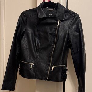 a.n.a Black Faux Leather Asymmetric Moto Jacket